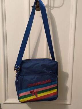 Trafalgar Royal Blue Messenger Bag with Multicolor Stripe Accent